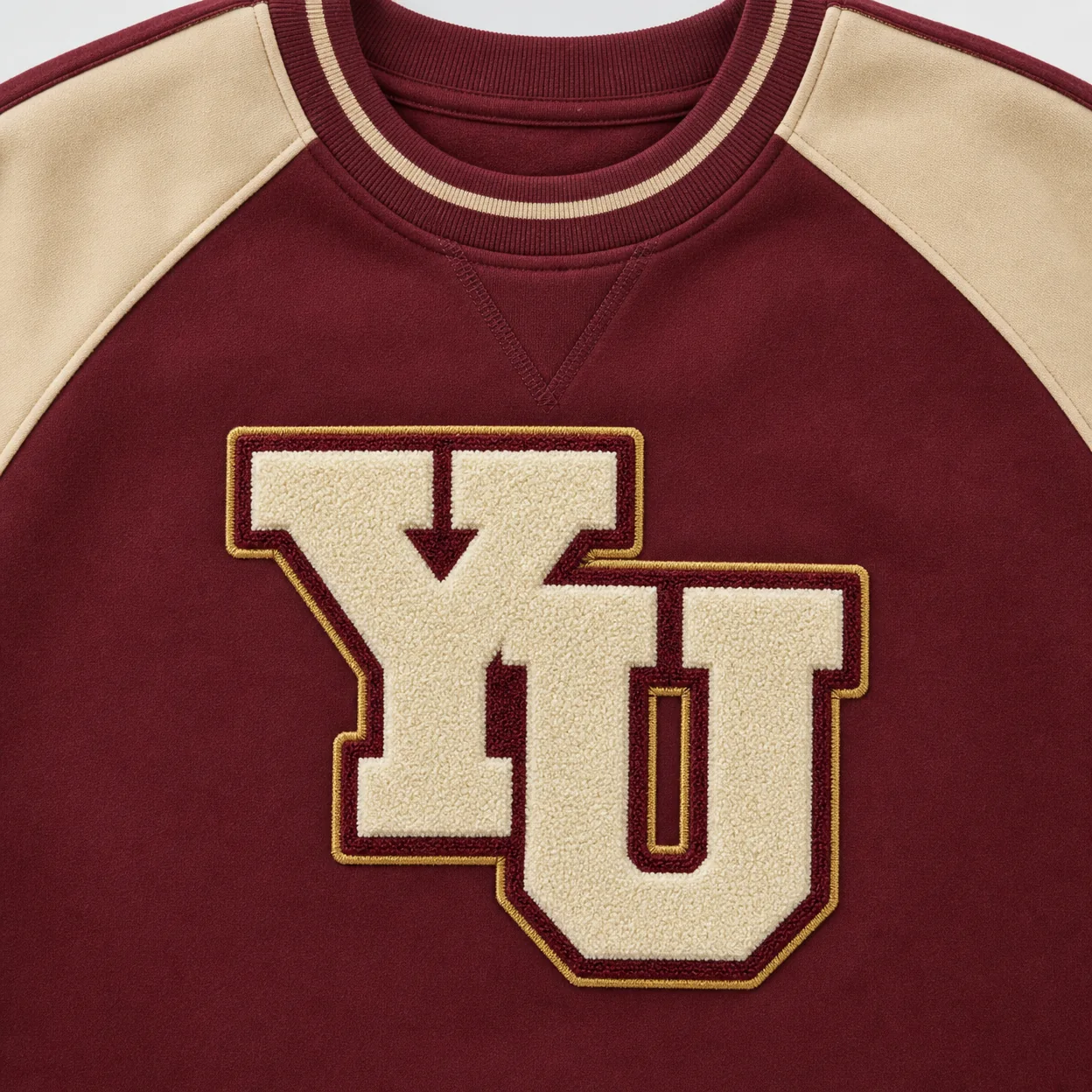Chenille embroidered lettering as a visual process reference