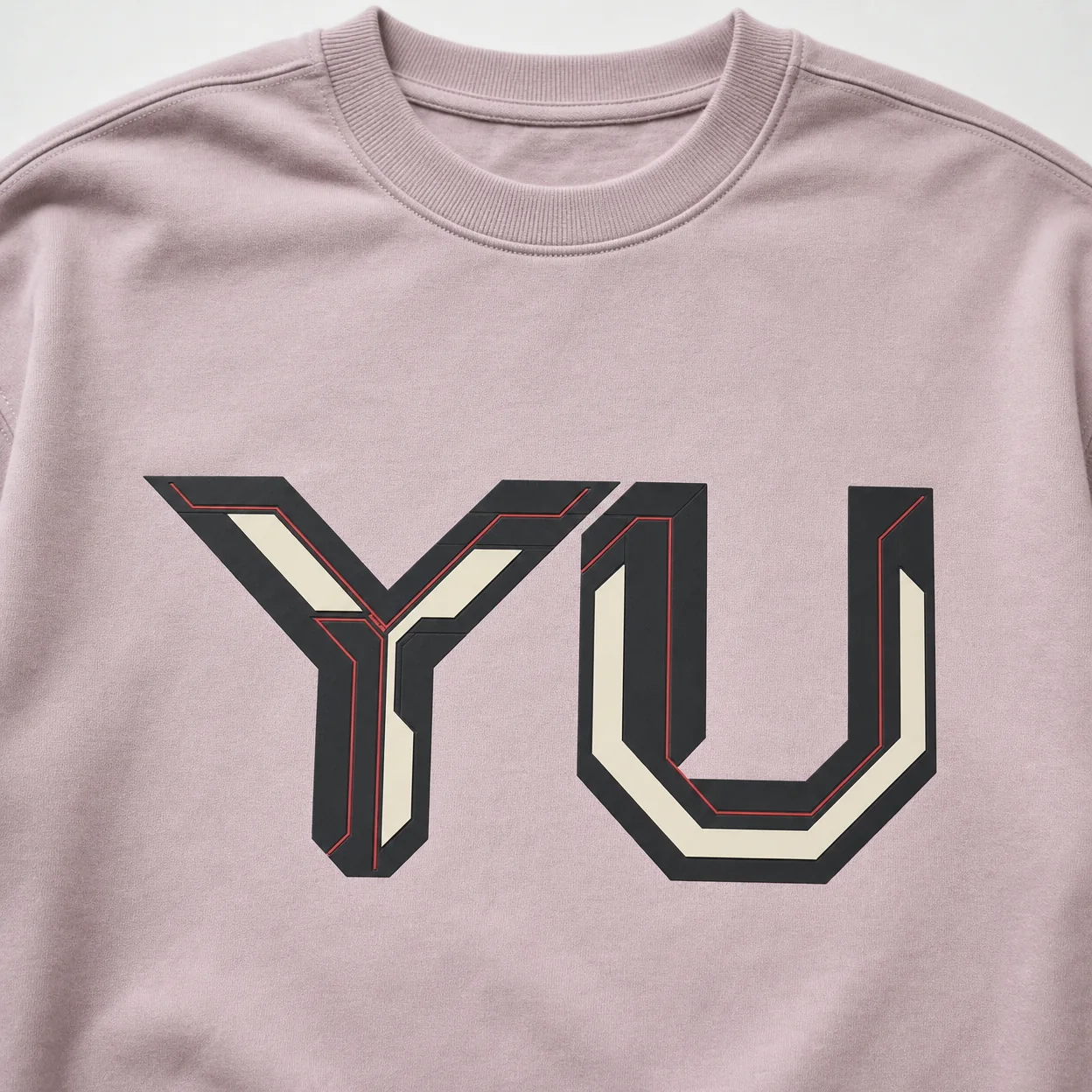 Heat transfer lettering on a hoodie as a visual process reference