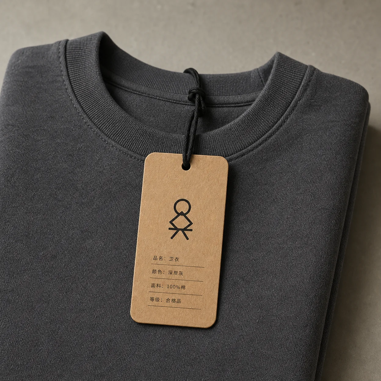 Custom garment hangtag as a visual packaging reference