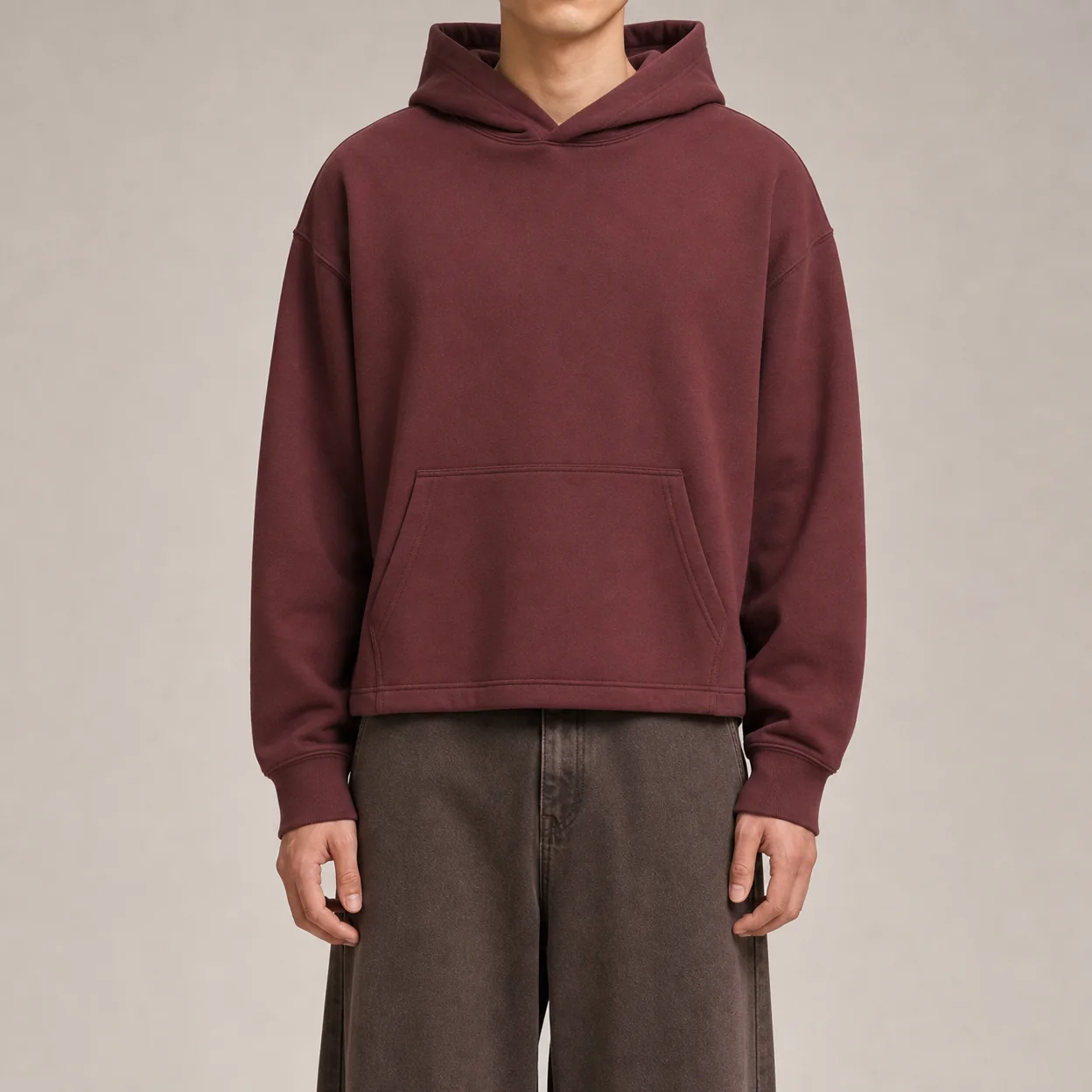 Cropped hoodie on a model