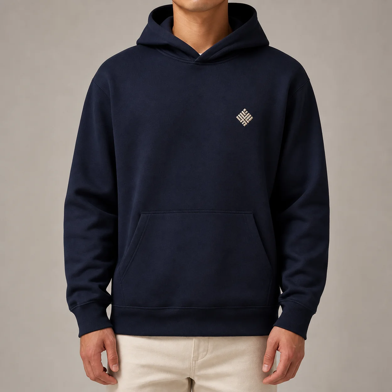 Embroidered hoodie on a model