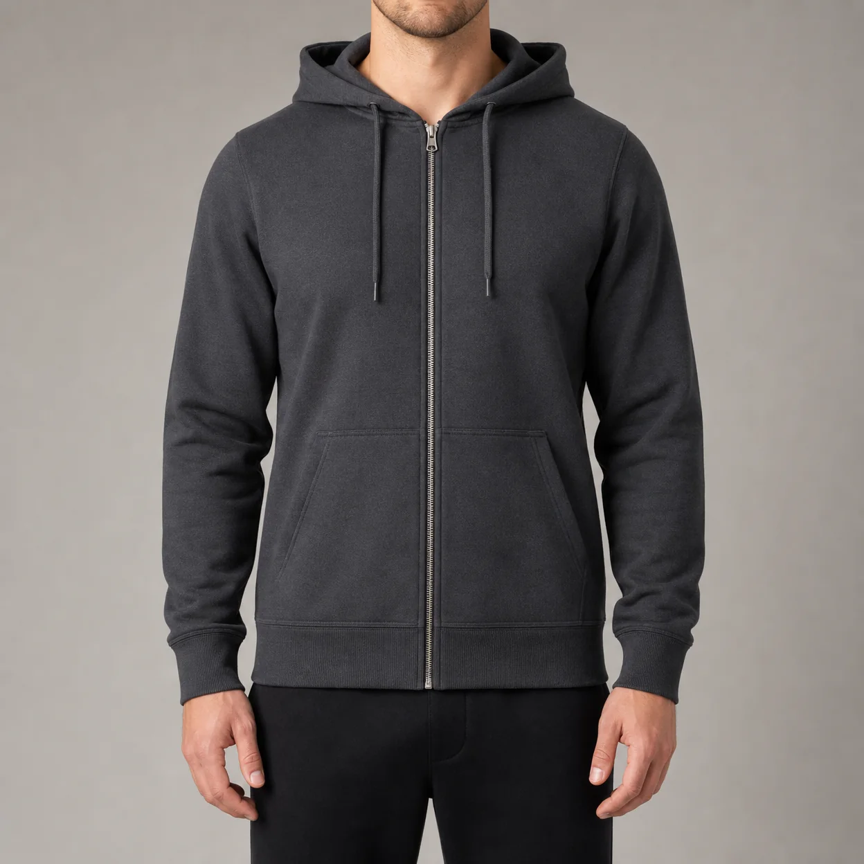 Full zip-up hoodie on a model